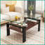 Table basse rectangulaire en verre trempé pour le salon, facile à nettoyer avec rangement en panneau de fibres à densité moyenne, L 39,2 po x l 23,4 po-1079612218-1079612223