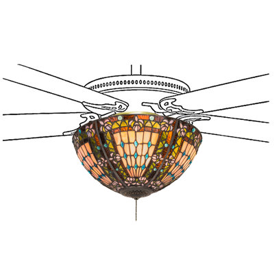 Fleur De Lis 3-Light Bowl Ceiling Fan Light Kit