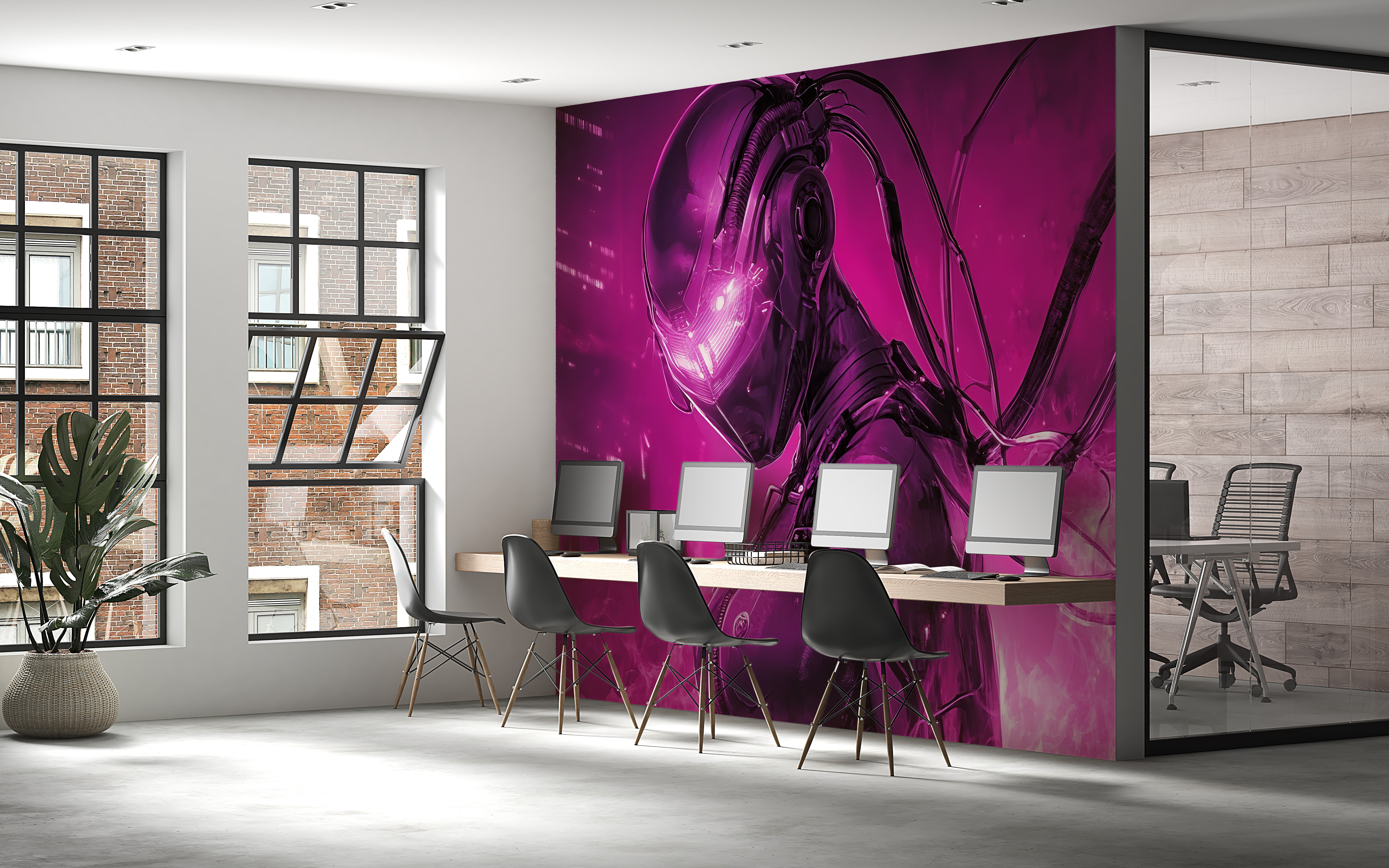 Winston Porter Cyber Warrior Wall Mural – Intense Magenta Futuristic ...