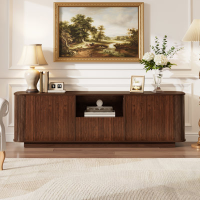 70.9‘’ Modern Cured TV Stand Media Entertainment Center For Tvs Up To 80‘’with Storage Deep and Drawer