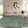 Washable Area Rug Green Floral Soft Accent Carpet Vintage Inspired Distressed Low Pile for Living Room Dining Room Bedroom Den