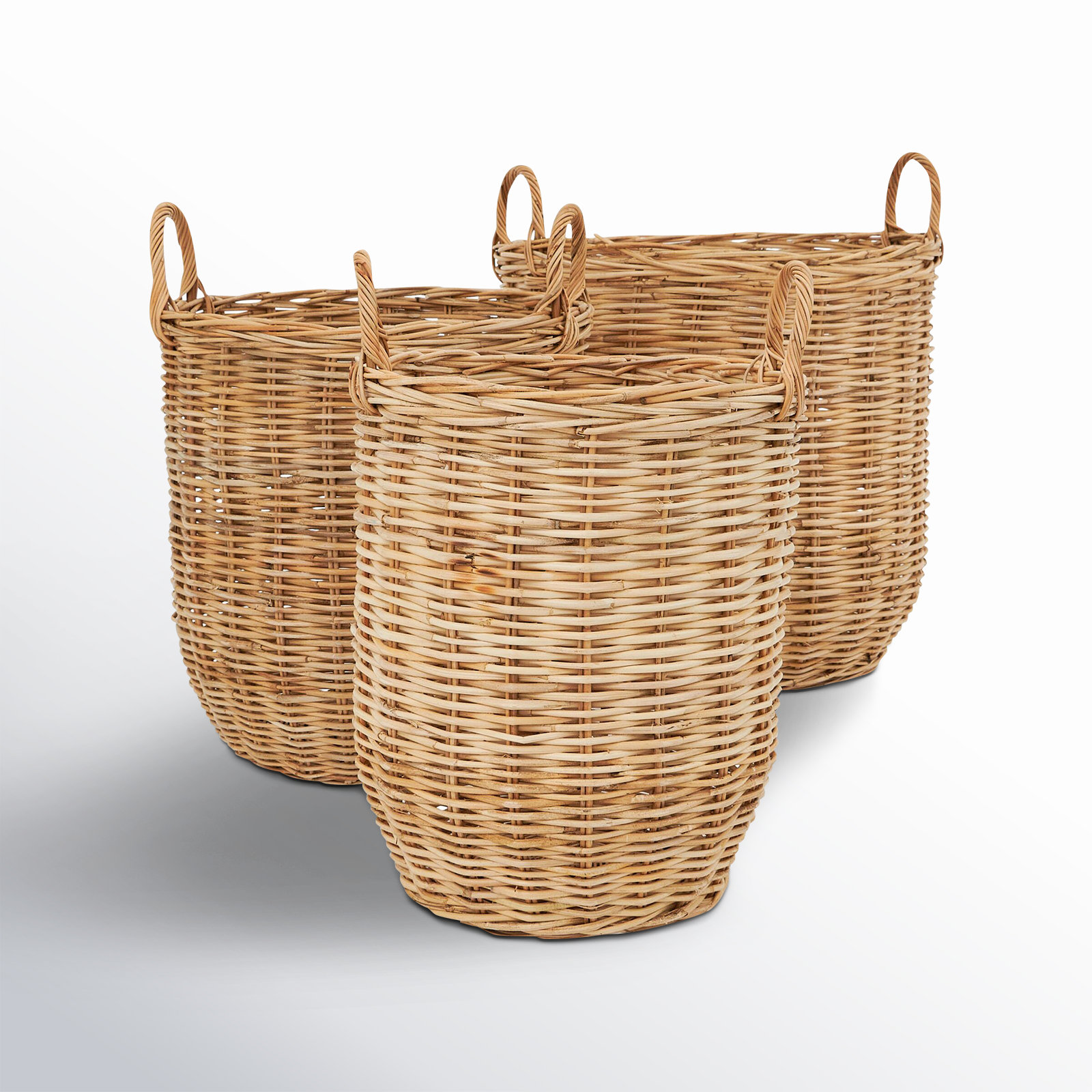 3 Piece Woven Rattan Storage Baskets Set
