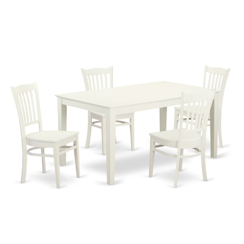 5 Piece Dining Set Includes a Rectangle Dining Room Table and 4 Kitchen Chairs, Linen White, 5 Pieces: Table, 4 Chairs