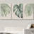 Minimal Botanical Green Tropical Island Monstera Palm Tree Leaves Picture Framed Canvas 3 Piece Print Set Wall Art-87392680-87392679