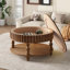 Table basse Farmhouse avec rangement à rabat et pieds en bois massif brun rustique