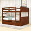 Lit superposé double en bois polyvalent avec lit gigogne simple et garde-corps de sécurité-121083506