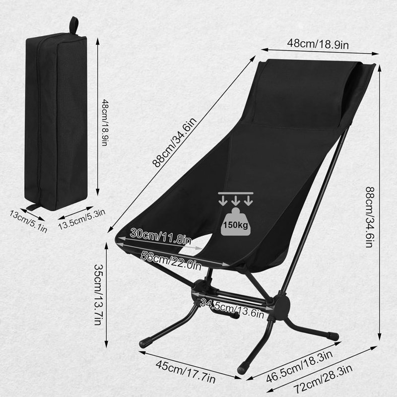 Breider Folding Camping Chair, Black