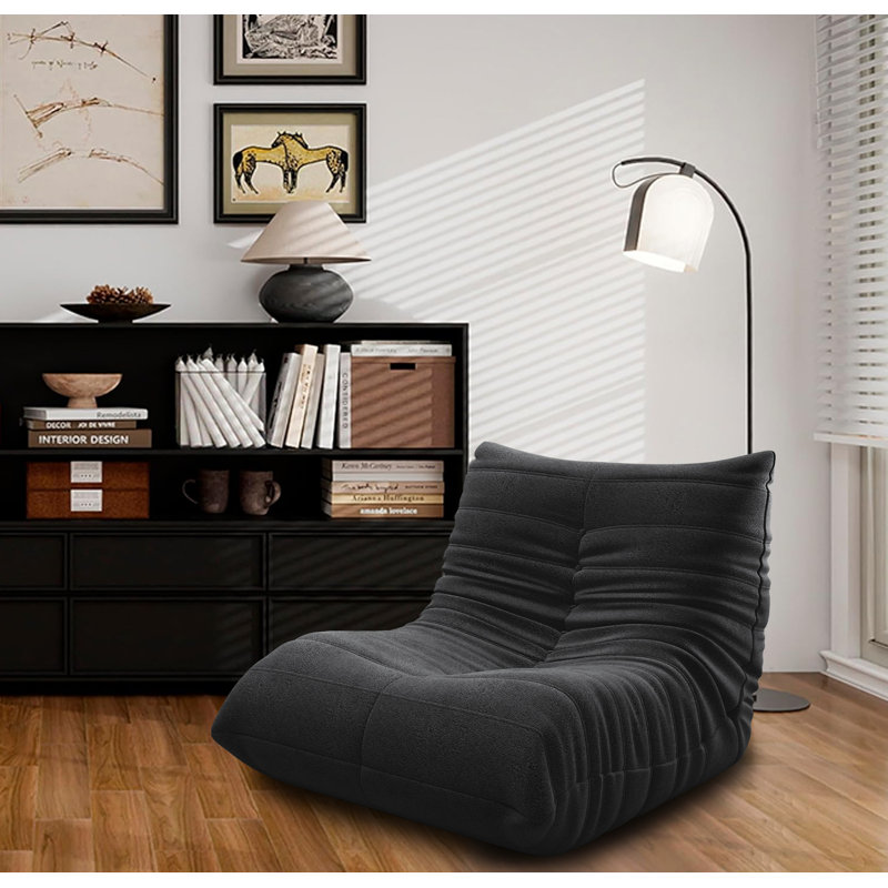 Fauteuil à billes, fauteuil surdimensionné confortable, canapé paresseux, canapé simple ergonomique avec tissu doux pour le salon, noir