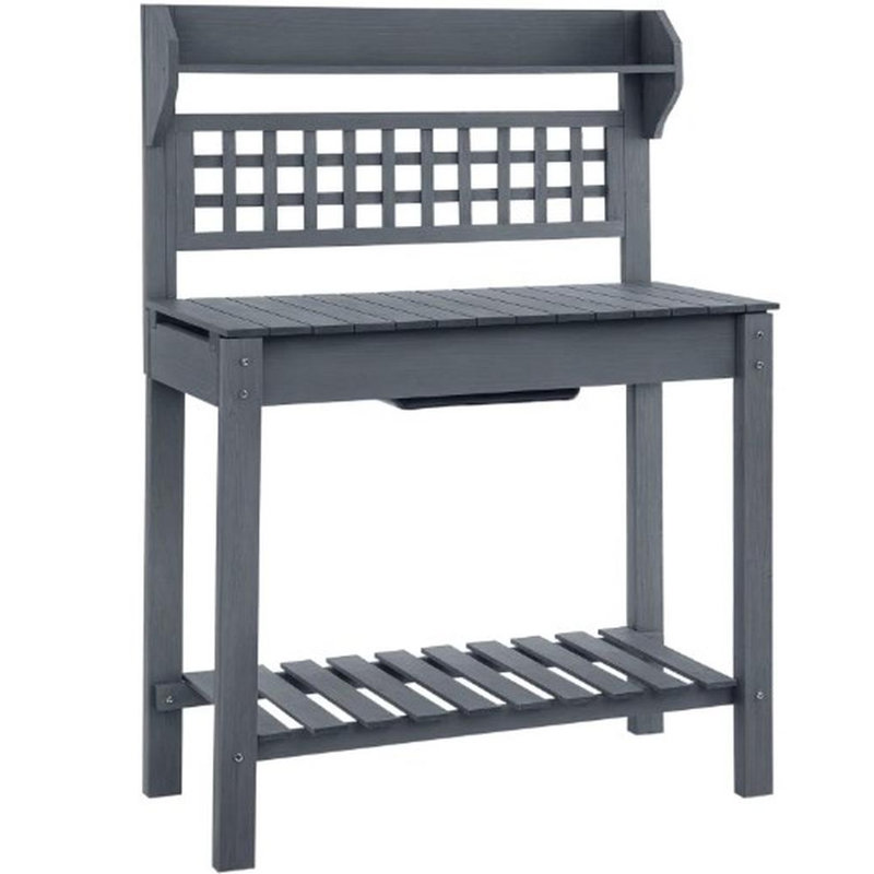 Outdoor Potting Bench Table (Gray)