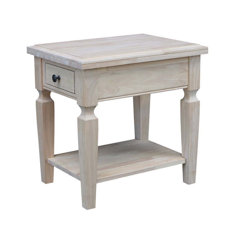 Briseno Solid Wood End Table with Storage, Unfinished