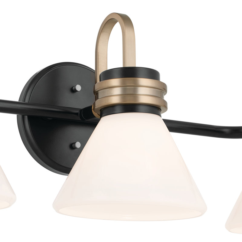 Éclairage pour meuble-lavabo à 3 lumières à intensité variable avec verre opale Kichler Farum, Noir