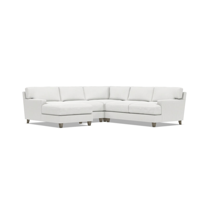 Bernhardt Mila 4-Piece Fabric Sectional, Left Hand Facing, 33.5" H x 107" W x 107" D, White Polyester Blend