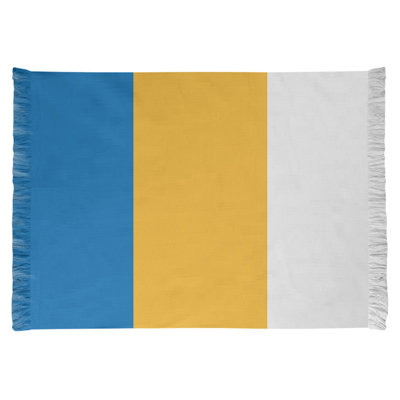 Tapis bleu/jaune rayé