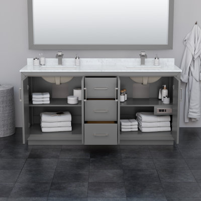 Icon 72" Freestanding Double Bathroom Vanity with Cultured Marble Top