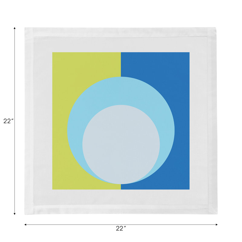 Color Block Cotton Blend Square Napkins, Acid Green Blue