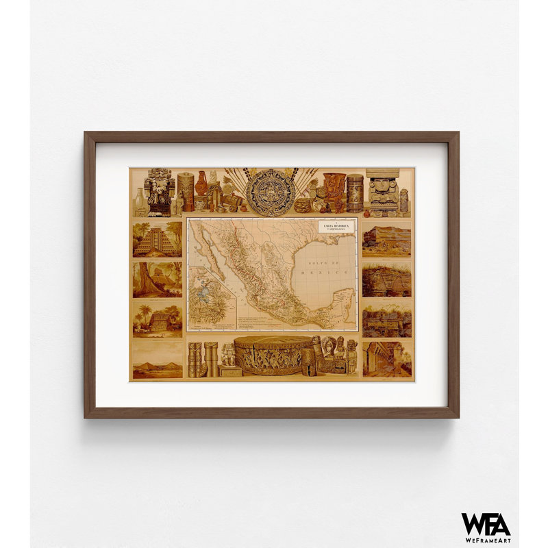 Archaeological Map Of Mexico, Archaeologist Gift Idea, Mexican House Poster, Spanish Class Wall Decor, Old Map Of Mexico Poster