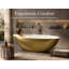 Vast Studio Aged Brass Freestanding Oval Bathtub –  Brass/Green Interior Deep Soaking Solid Surface Tub with Metallic Luxury Finish & Contemporary Spa-Inspired Design-1803894582