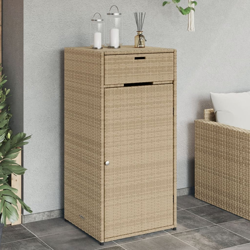 Garden Storage Cabinet 55X55x111 Cm Poly Rattan, Beige
