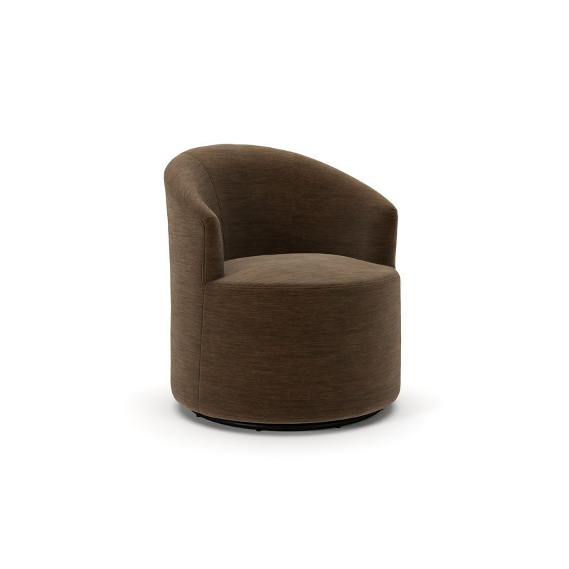 Fauteuil demi-tonneau pivotant rembourré Deryn, Velours performance écorce délavé Nave