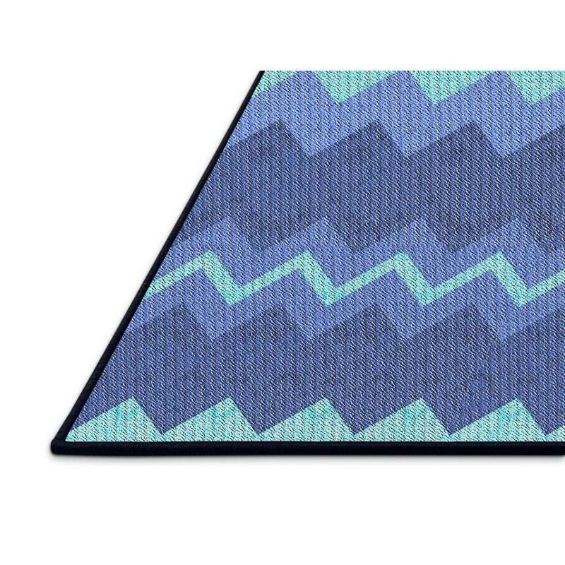 Tapis bleu ciel à motifs, Rectangle 5 pi x 7 pi