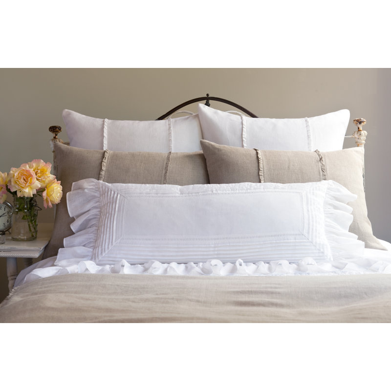 Tucked Linen Lumbar Pillow