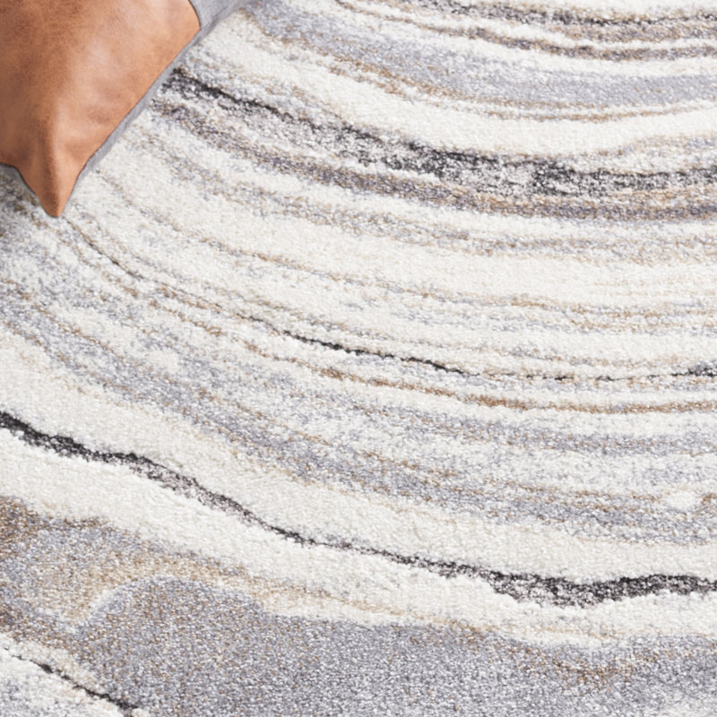 Makenna Abstract Ivory/Gray Area Rug, Rectangle 3' x 5'