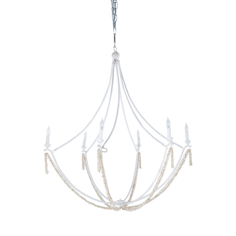 Nakita 6 - Light Candle Style Chandelier, Plaster White
