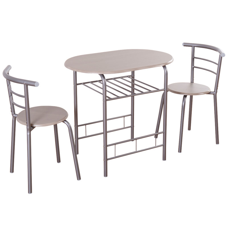 Volmer 3 - Piece Bistro Dining Set, Gray/Silver