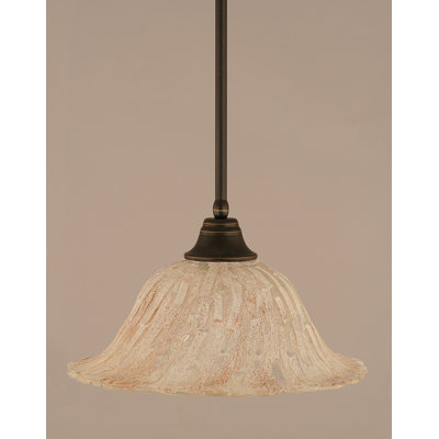 Congdon Stem Hung Pendant Shown In Dark Granite Finish With 16" Italian Ice Glass