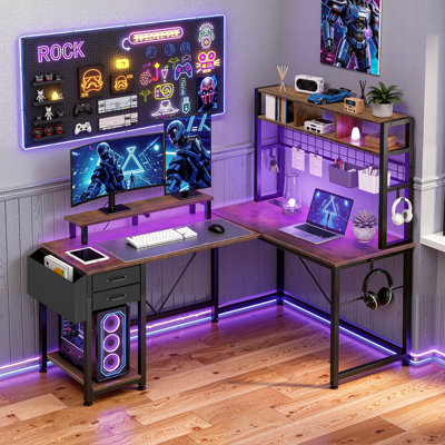 Metal Base Computer Desk with Power Outlet