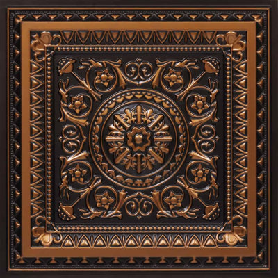 Tuile de plafond en PVC texturé 24 po Marseille en cuivre antique Marseille