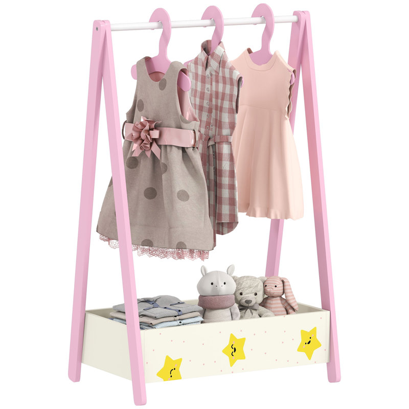 AIYAPLAY Baby Clothing Rack, Leaf Theme for Ages 3-6 with Hangers Pink
