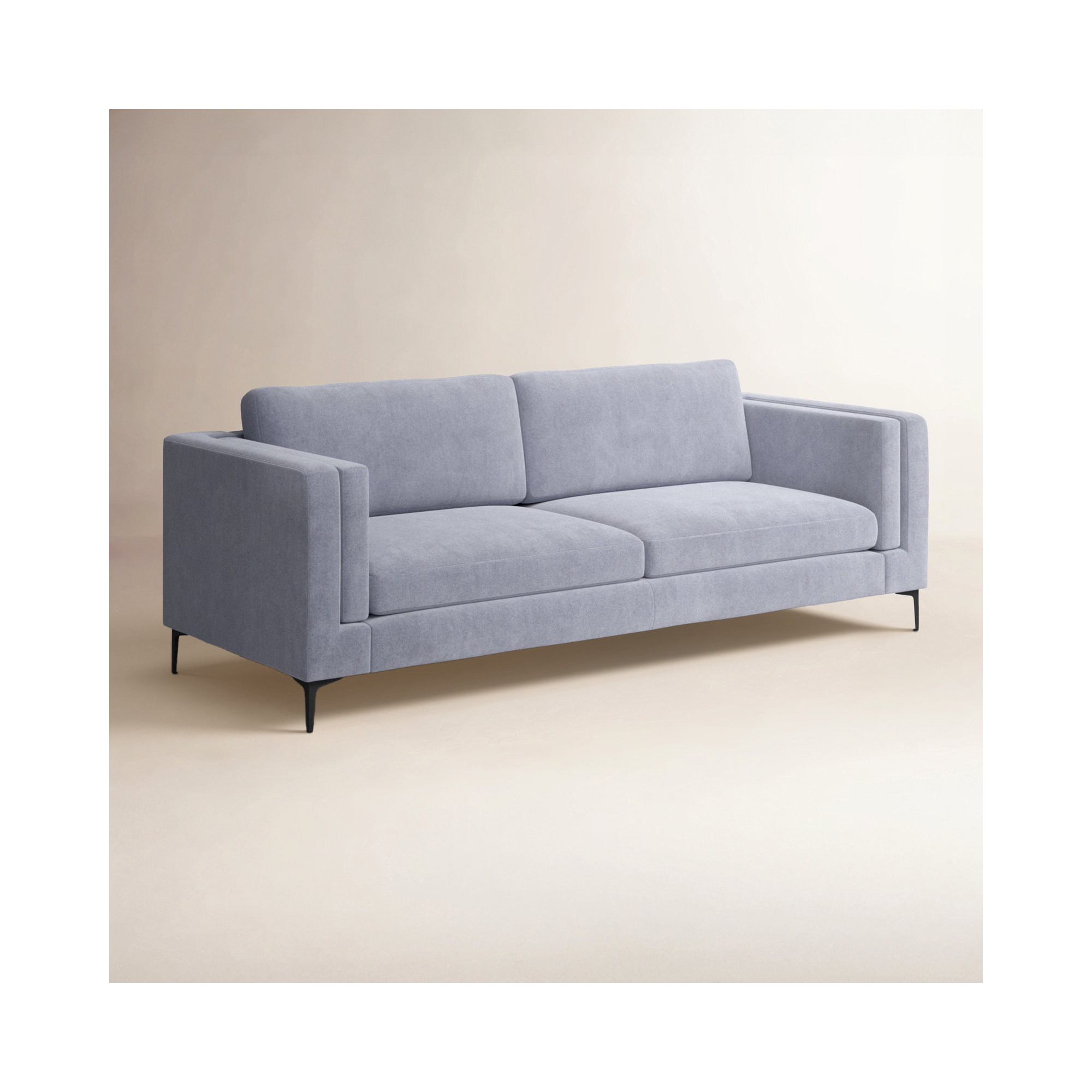 Troian 90'' Upholstered Sofa, Black, Lux Charcoal Performance Chenille