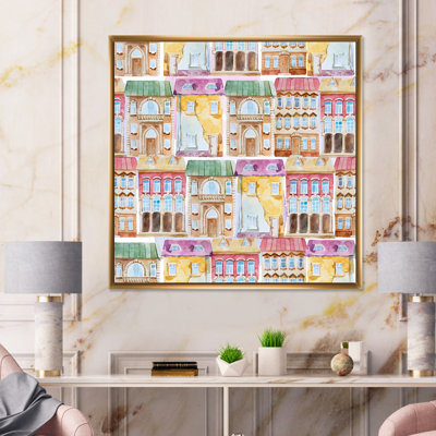«Bright Old Building Facade In Old Europe», reproduction d'art sur toile à motifs