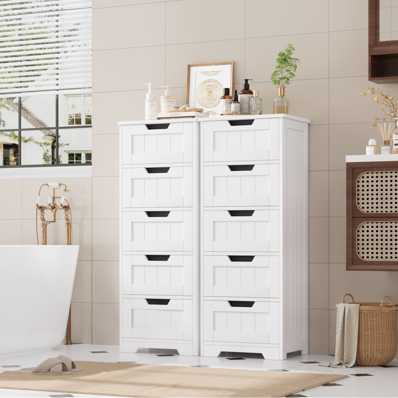 Armoire à linge sur pied Alicyn, Blanc, 5