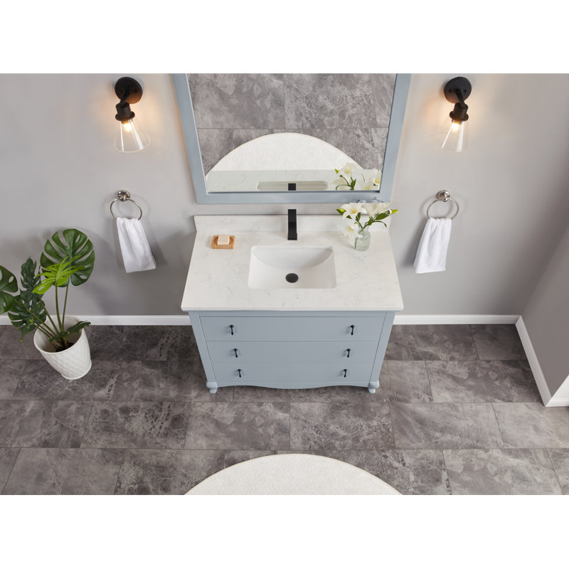42" Cadet Finish Solid Wood Sink Vanity  With 1' Artificial Stone Top, Cadet