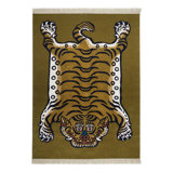 Saber Machine Woven Wool Area Rug in Khaki