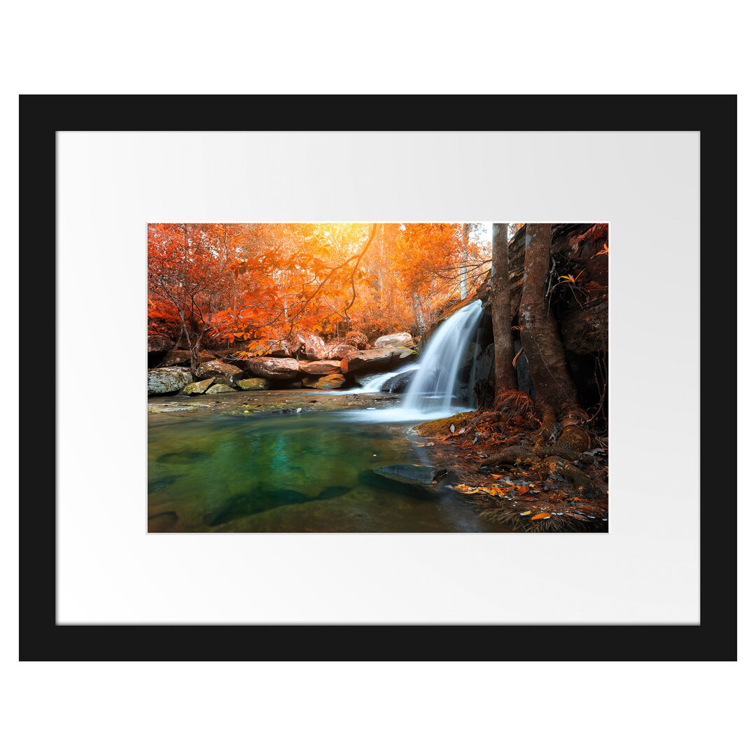 Gerahmtes Poster Wasserfall im Wald