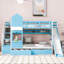Lit superposé simple au-dessus d'un lit simple avec 2 tiroirs, 3 tablettes et glissière - bleu (OLD SKU: LT000559AAC-1)