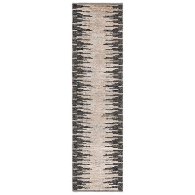 Shantela Natural Fiber Hand Woven Jute/Wool Abstract Rug in Light Gray/Black