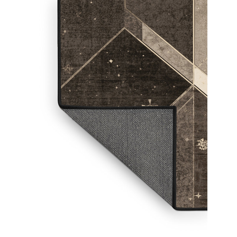 Tapis doux et moelleux Vance Posh & Luxe Starburst en brun - reliure noire, 2 x 5