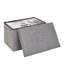 Banc de rangement avec repose-pieds de 19 pouces gris avec couvercle - repose-pieds rembourré avec rangement caché pour salon, chambre à coucher, vestibule, dortoir, petit appartement-1298501792