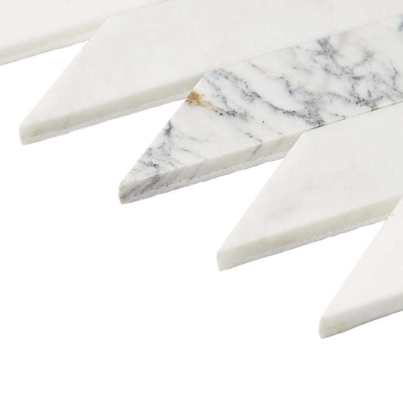 Krista Watterworth Westgate Floral 11.29 in. x 8.97 in. Polished Marble Floor and Wall Mosaic Tile, White