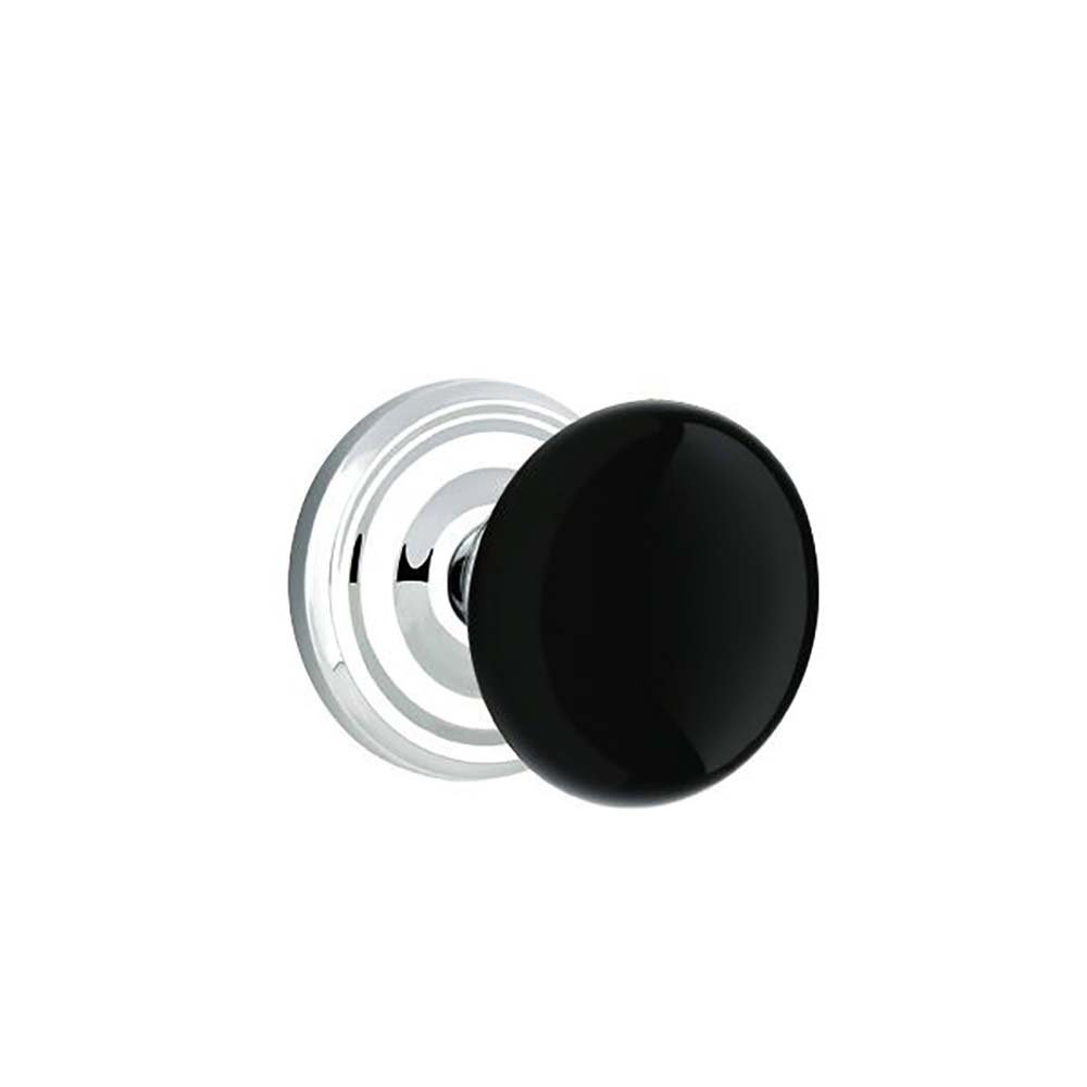 Emtek Privacy Knobset w/ Regular Rosette and Ebony Porcelain Knob Emtek 