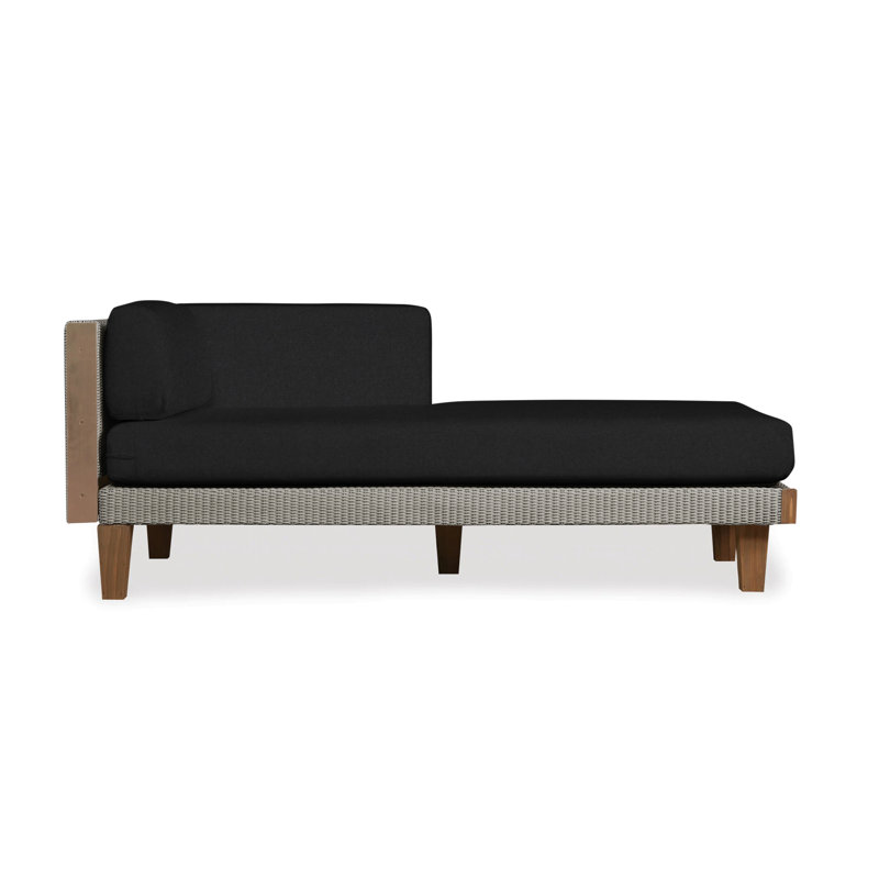 Catalina Outdoor Teak Chaise Lounge, Canvas Black Sunbrella® Canvas, Pewter
