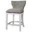 Tabouret de bar pivotant de 26 po à hauteur de comptoir avec dossier, rembourré blanc et gris, boutons de dossier, pivotant à 180 degrés, plaque de repose-pieds en métal, glissières en plastique, opération d'assemblage sans effort - Endeavour