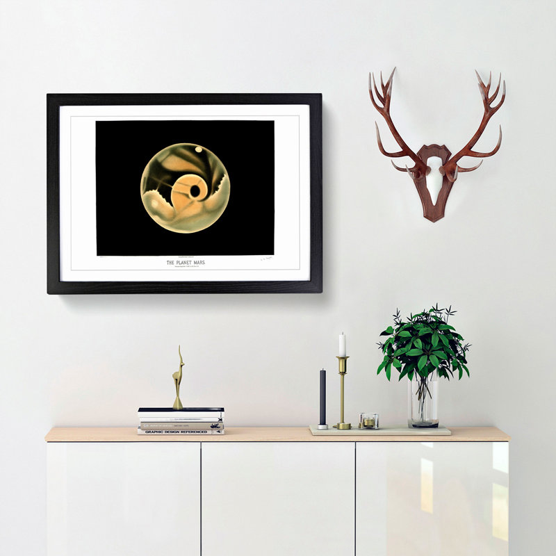 Planet Mars by E. L. Trouvelot - Picture Frame Painting Print, 36cm H x 48cm W x 2cm D, Black Framed