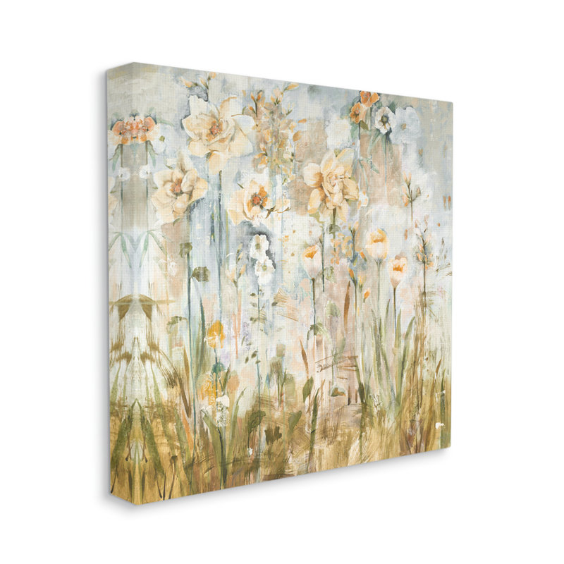 Peinture bohème variée de fleurs parmi les herbes par Jill Martin - sur, H 24 po x l 24 po x P 1,5 po