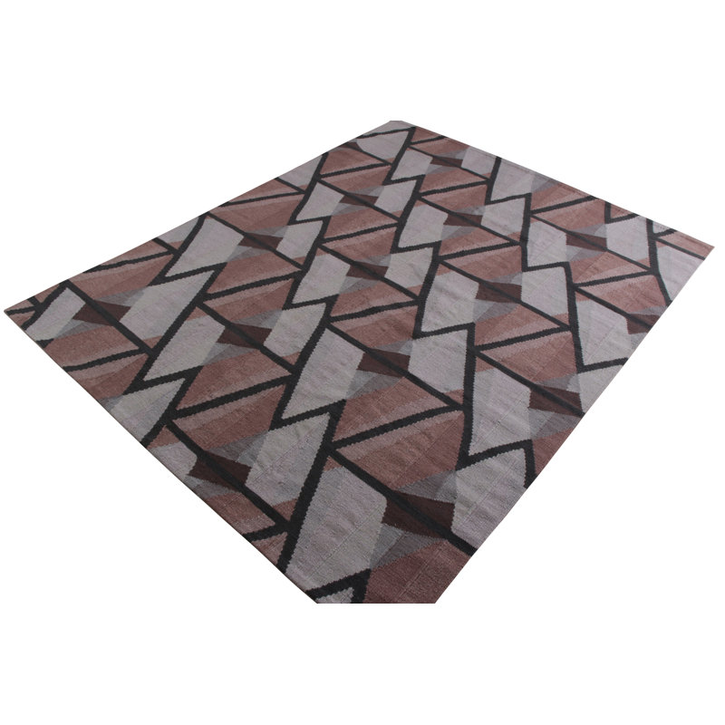 Scandinavian Hand Knotted Wool Geometric Area Rug, Rectangle 10' x 14'