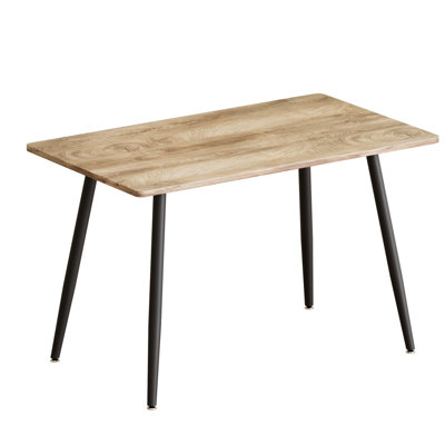 Table de cuisine de 47 po pour petites maisons, pieds en métal noir, sièges de 4 à 6 places en bois - Rassemblement des pieds à la maison